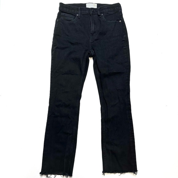 Everlane High Rise Black Raw Hem Straight Denim Jeans Sz 26 - Picture 1 of 6